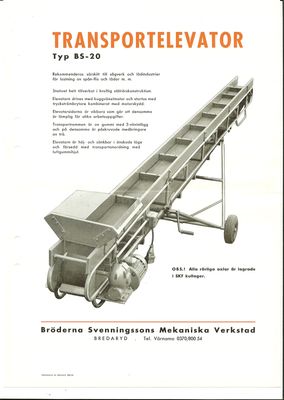 Tillverkade produkter 1 Bröderna Svenningssons Mekaniska Verkstad Bert